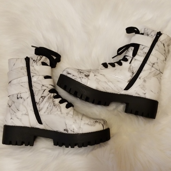 Wild Diva Shoes - Marble Combat boots!